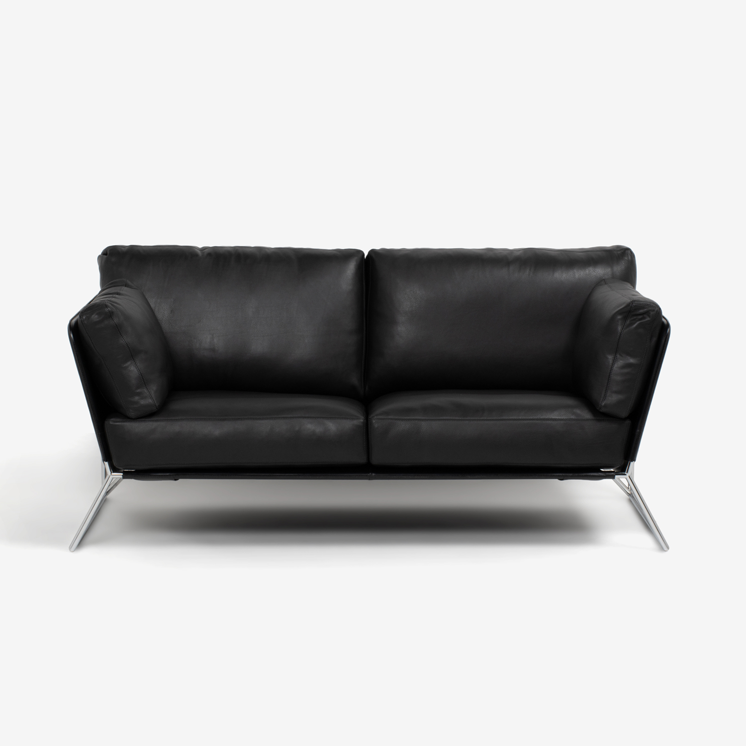 erba(エルバイタリア)2.5ソファ「トラス」革 ブラック色【お手入れキットの特典付き】