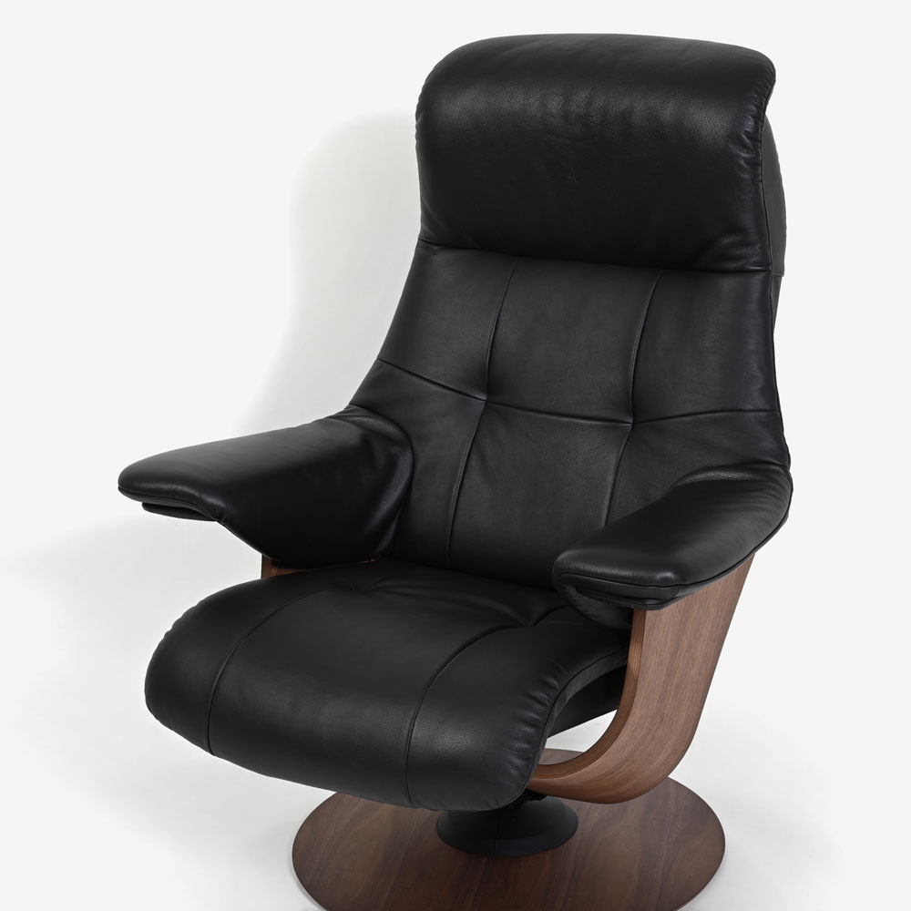 カリモク家具 リクライニングチェア「R307」半革#X353ビターブラウン色 木部ウォールナット色