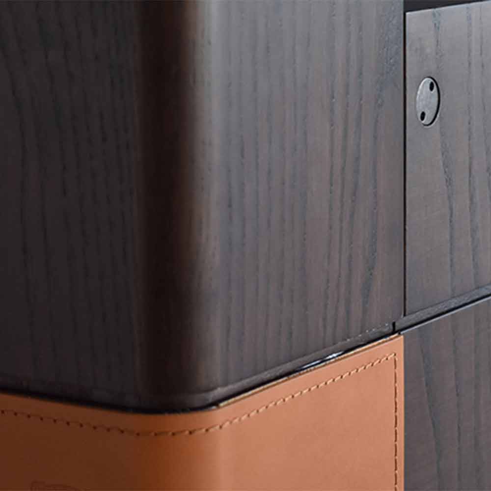 PoltronaFrau（ポルトローナ・フラウ）テレビボード「フィデリオ」幅240cm アッシュ材 革キャメル色【次回入荷未定】【セール対象品のため5%OFF】
