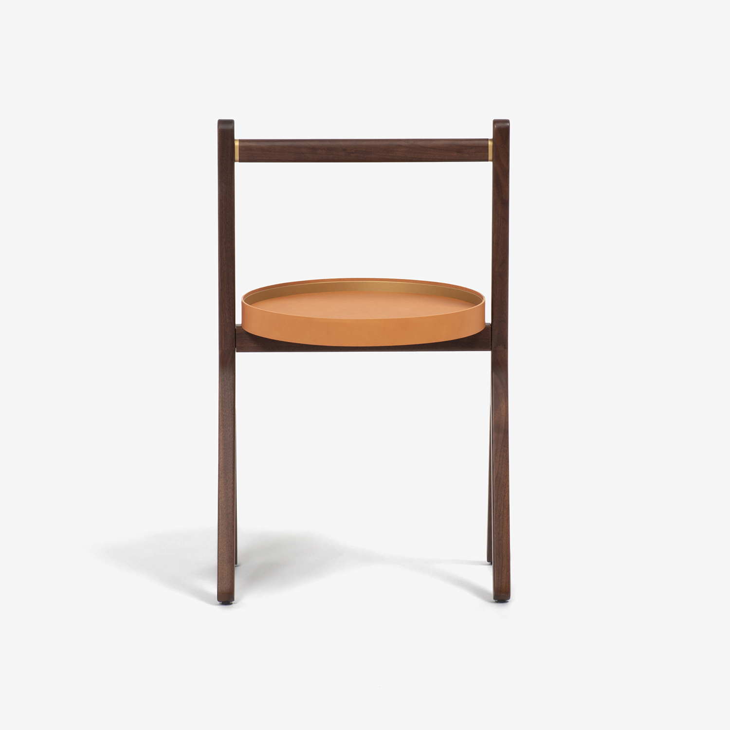 PoltronaFrau(ポルトローナ・フラウ)サイドテーブル「レン」革キャメル色 ウォールナット材