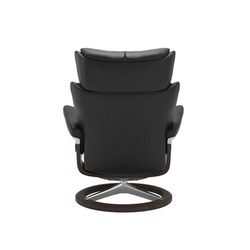EKORNES(エコーネス)リクライニングチェア「ストレスレス マジック(M)シグニチャー」オットマン付 革#ノブレス ブラック 木部:ウェンゲ