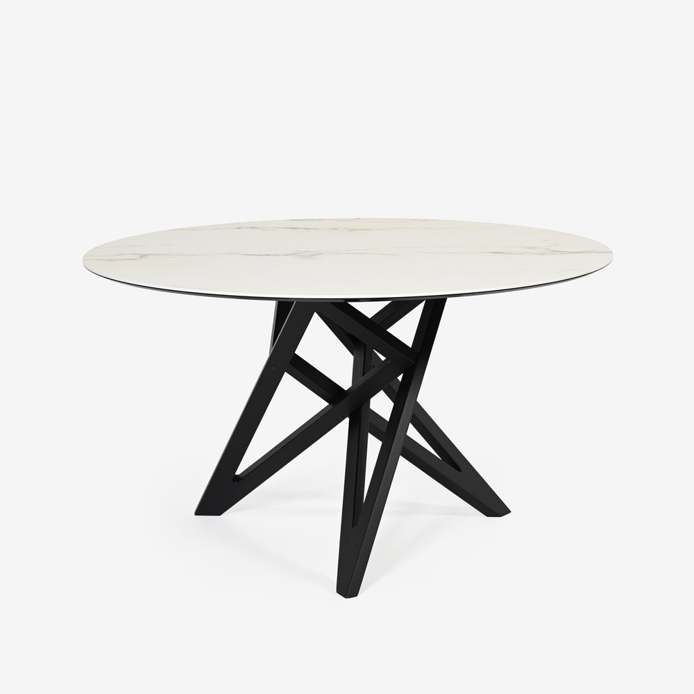 ligne roset(リーン・ロゼ)ダイニングテーブル「ロゼエンネア」セラミック天板 円形 脚ブラック 直径130cm【受注生産品】【LIGNE ROSET FAIR 6月28日(日)まで15%OFF】
