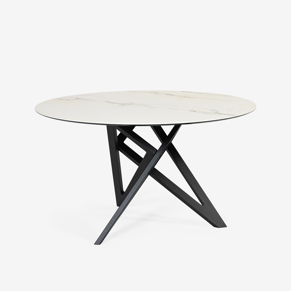 ligne roset（リーン・ロゼ）ダイニングテーブル「ロゼエンネア」セラミック天板 円形 脚ブラック 直径130cm【受注生産品】【LIGNE ROSET FAIR 6月28日(日)まで15%OFF】