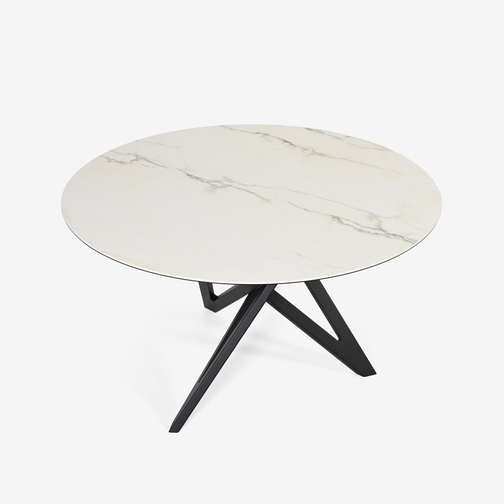 ligne roset(リーン・ロゼ)ダイニングテーブル「ロゼエンネア」セラミック天板 円形 脚ブラック 直径130cm【受注生産品】【LIGNE ROSET FAIR 6月28日(日)まで15%OFF】