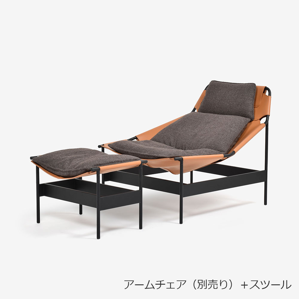 ROLF BENZ（ロルフベンツ）スツール「JACK-ジャック-」布グレーブラウン＃24.143/革コアレザーCognac＃32