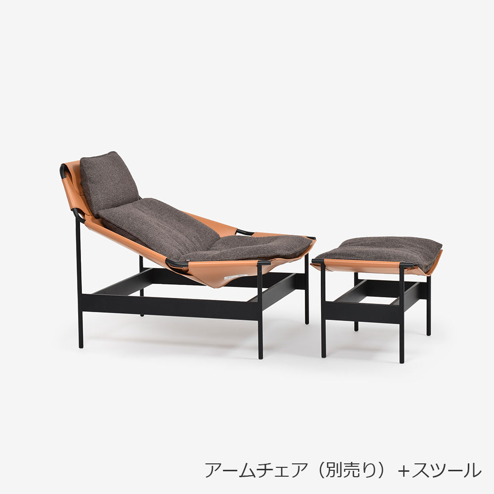 ROLF BENZ（ロルフベンツ）スツール「JACK-ジャック-」布グレーブラウン＃24.143/革コアレザーCognac＃32