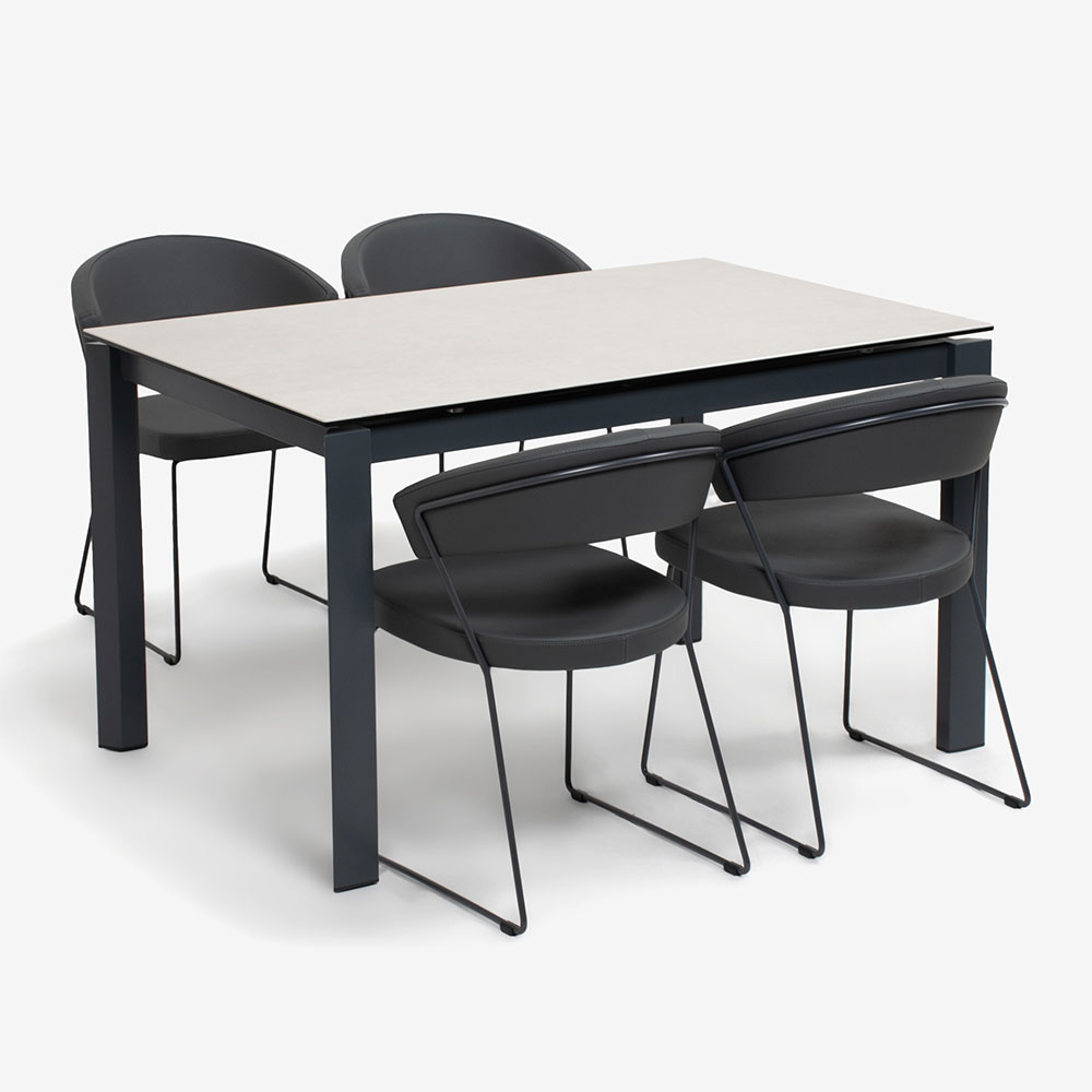 Calligaris（カリガリス）ダイニングチェア「New York CB1022」革グレー/脚部マットグレー