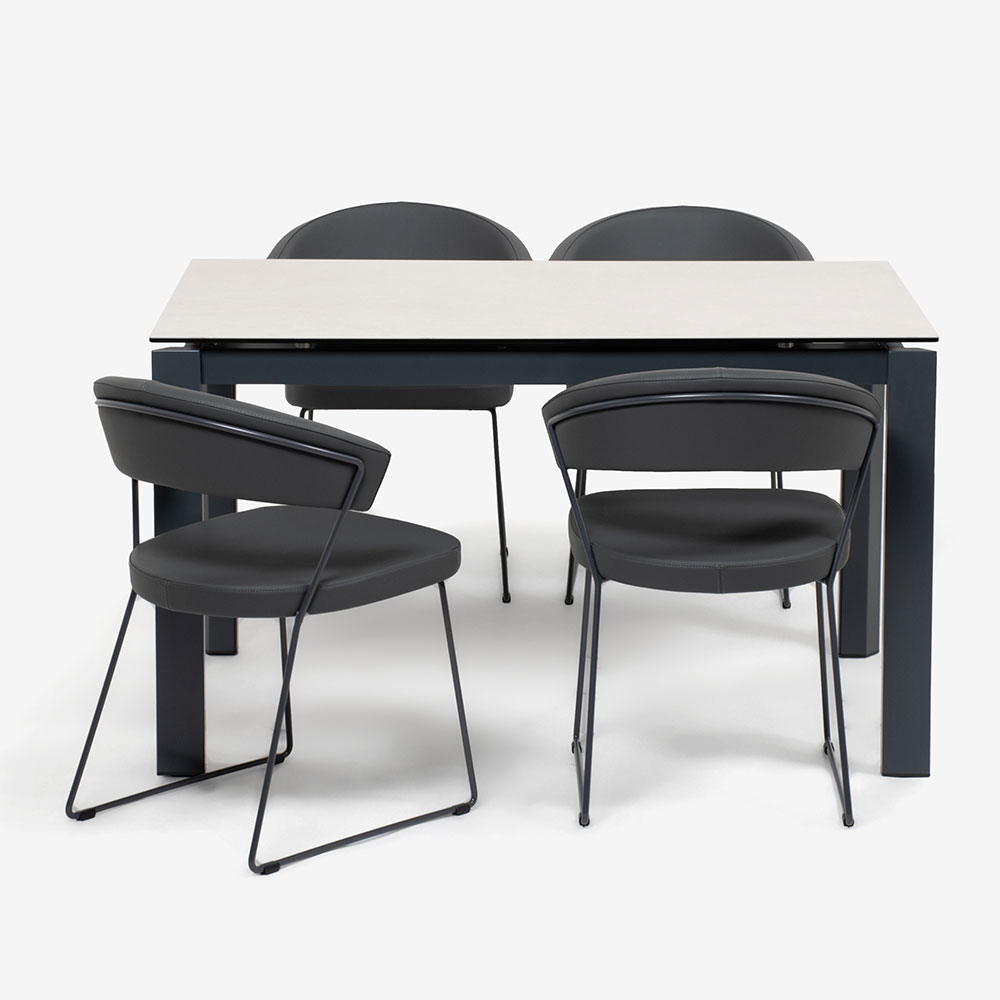 Calligaris（カリガリス）ダイニングチェア「New York CB1022」革グレー/脚部マットグレー
