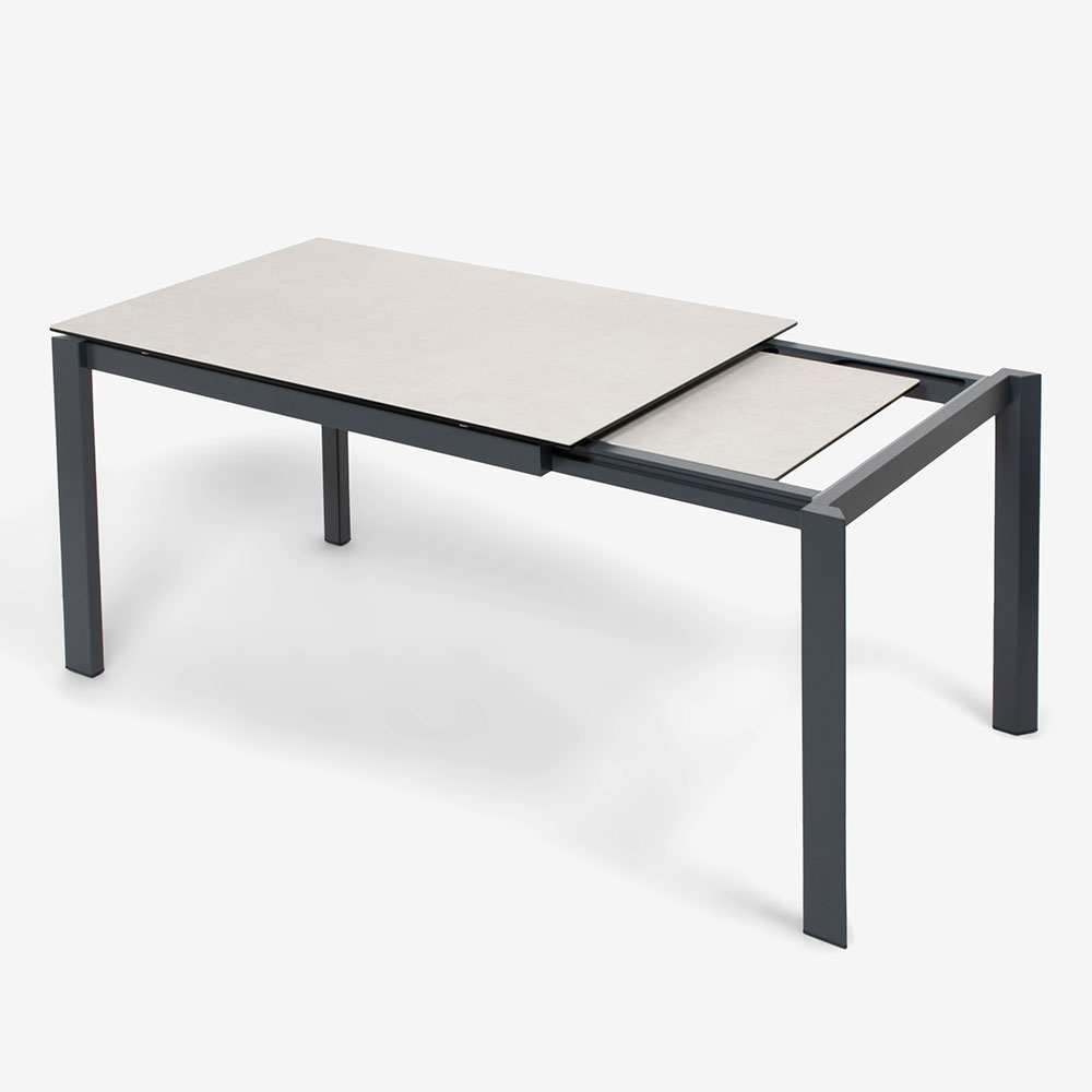 Calligaris(カリガリス)伸長式ダイニングテーブル「Duca CS4089」幅130-190cm 天板セラミック:ソルトホワイト/脚部スチール:マットグレー