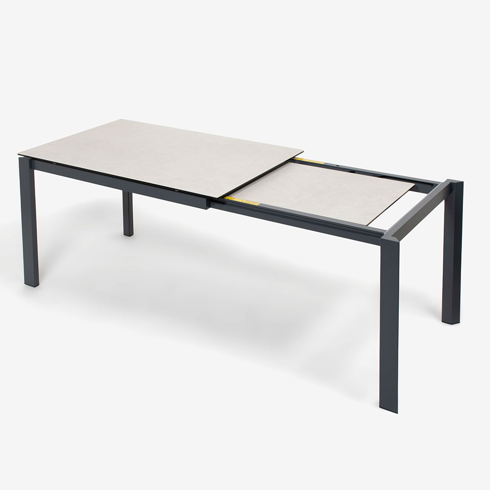 Calligaris(カリガリス)伸長式ダイニングテーブル「Duca CS4089」幅130-190cm 天板セラミック:ソルトホワイト/脚部スチール:マットグレー