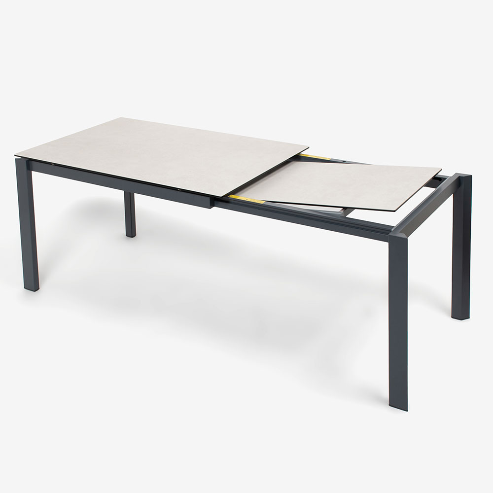 Calligaris(カリガリス)伸長式ダイニングテーブル「Duca CS4089」幅130-190cm 天板セラミック:ソルトホワイト/脚部スチール:マットグレー