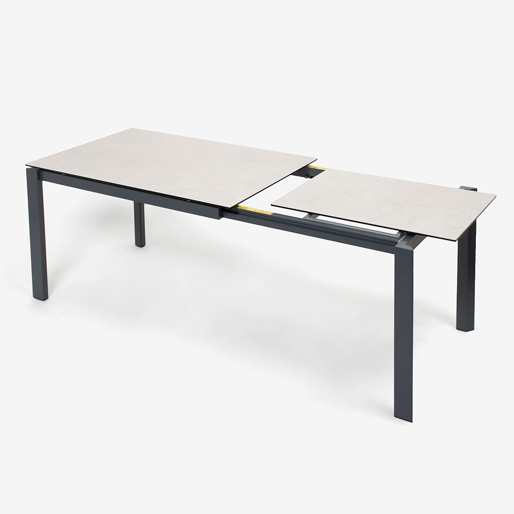 Calligaris(カリガリス)伸長式ダイニングテーブル「Duca CS4089」幅130-190cm 天板セラミック:ソルトホワイト/脚部スチール:マットグレー