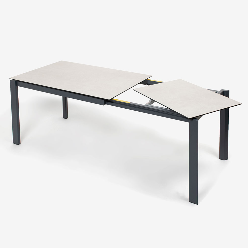 Calligaris(カリガリス)伸長式ダイニングテーブル「Duca CS4089」幅130-190cm 天板セラミック:ソルトホワイト/脚部スチール:マットグレー