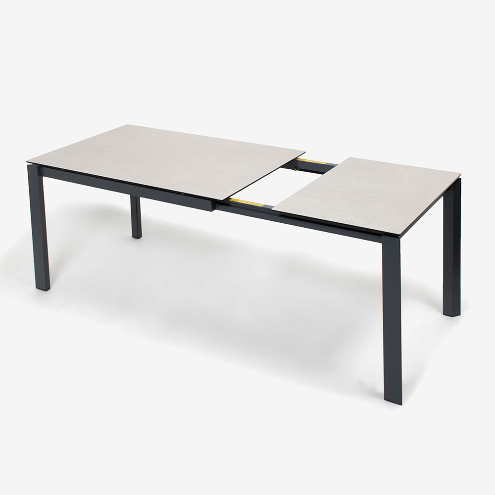 Calligaris(カリガリス)伸長式ダイニングテーブル「Duca CS4089」幅130-190cm 天板セラミック:ソルトホワイト/脚部スチール:マットグレー