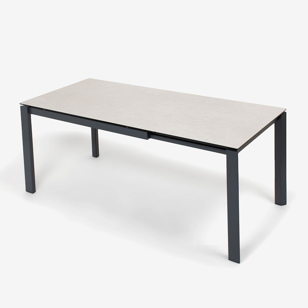 Calligaris(カリガリス)伸長式ダイニングテーブル「Duca CS4089」幅130-190cm 天板セラミック:ソルトホワイト/脚部スチール:マットグレー