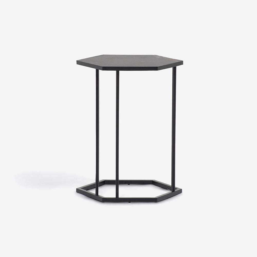 Calligaris(カリガリス)サイドテーブル 「レニーCS5133-EP」六角形 小 セラミック カルカッタブラックマーブル色