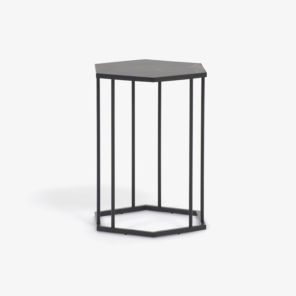 Calligaris(カリガリス)サイドテーブル 「レニーCS5133-EP」六角形 小 セラミック カルカッタブラックマーブル色