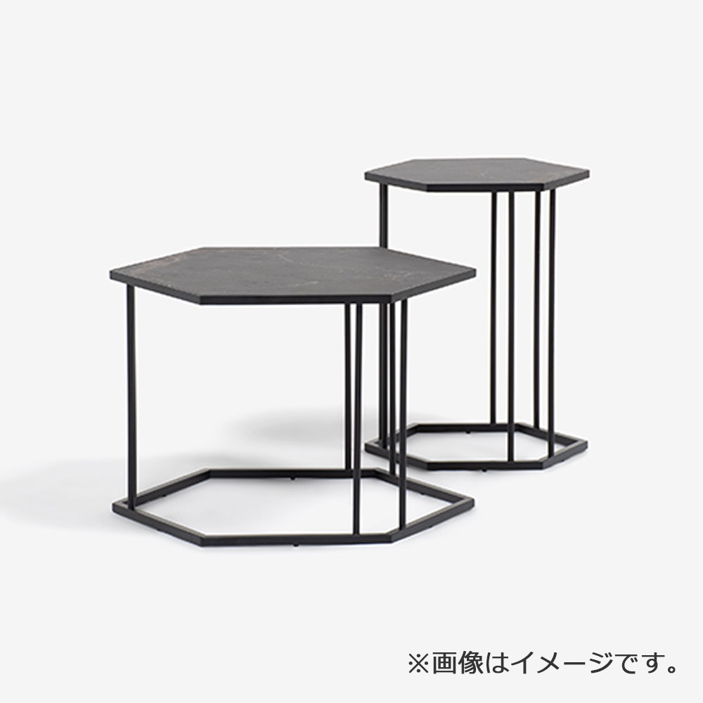 Calligaris(カリガリス)サイドテーブル 「レニーCS5133-EP」六角形 小 セラミック カルカッタブラックマーブル色