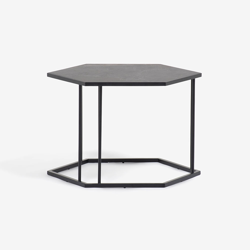 Calligaris(カリガリス)サイドテーブル 「レニーCS5133-EG」六角形 大 セラミック カルカッタブラックマーブル色