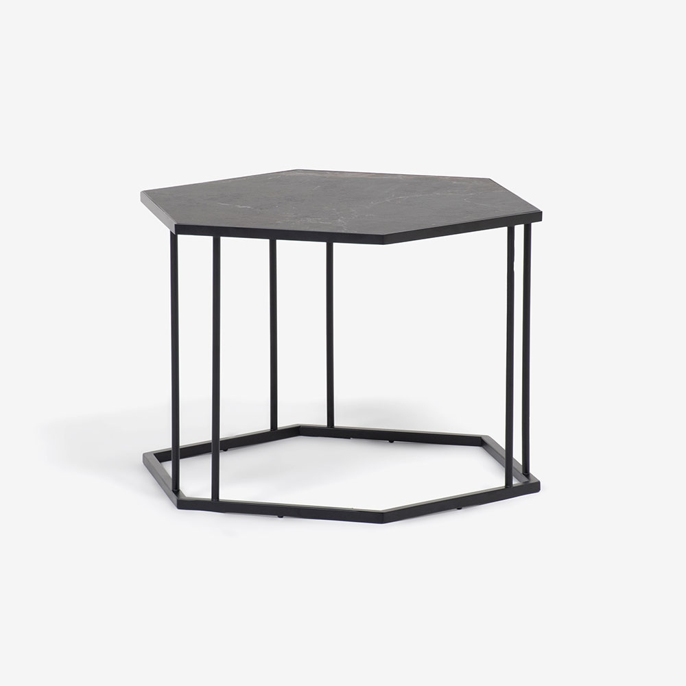 Calligaris(カリガリス)サイドテーブル 「レニーCS5133-EG」六角形 大 セラミック カルカッタブラックマーブル色