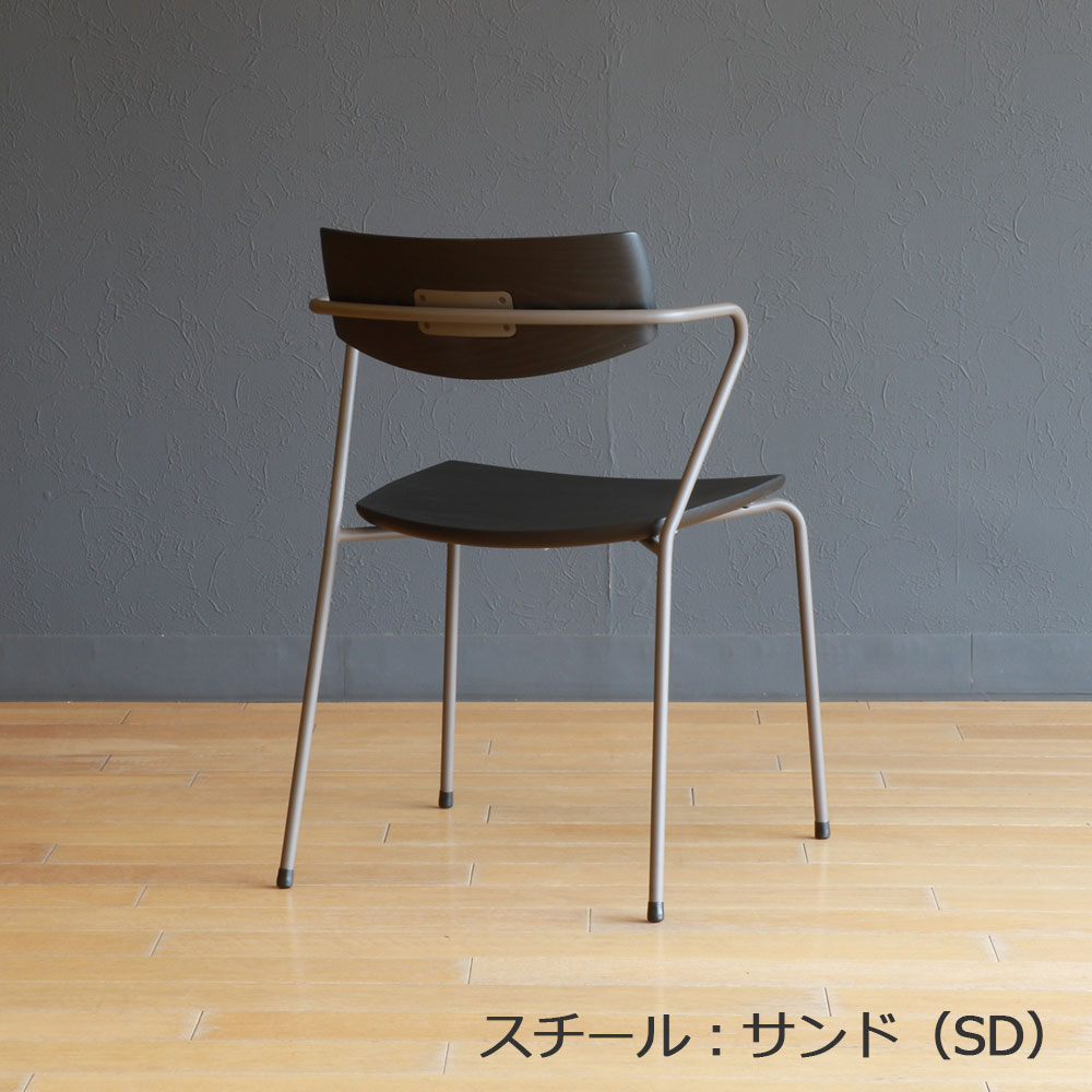 マルケイ木工 ダイニングチェア「M-CRAFT dual デュアル」木部ホワイトアッシュ材ブラック色 スチール全4色【受注生産品】