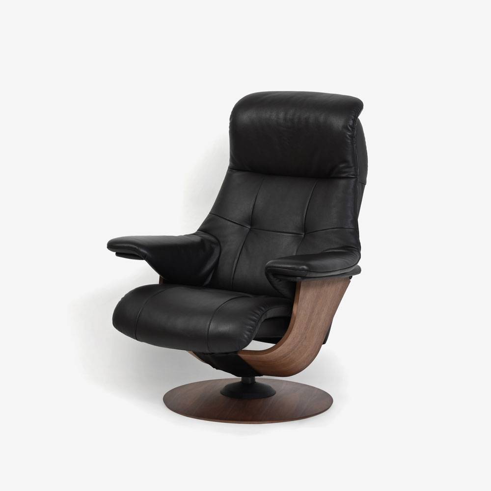 カリモク家具 リクライニングチェア「R307」半革#X353ビターブラウン色 木部ウォールナット色