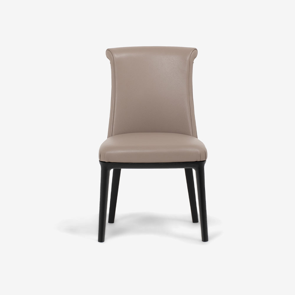 PoltronaFrau(ポルトローナ・フラウ)ダイニングチェア「ディーバ」革ベージュ色 木部ダークブラウン色