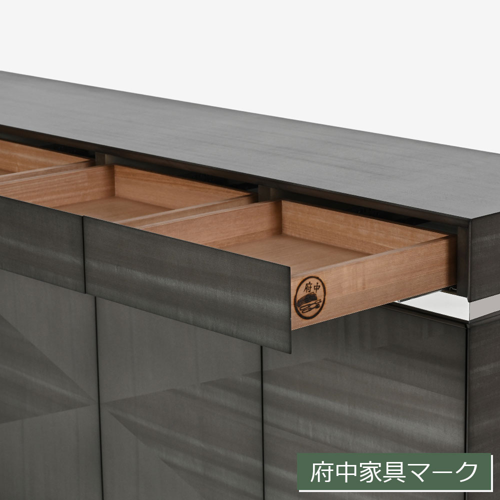 サイドボード「デコレ2」幅180cm バスウッド材シルバーブラック色 艶消し【受注生産品】【セール対象品のため5%OFF】