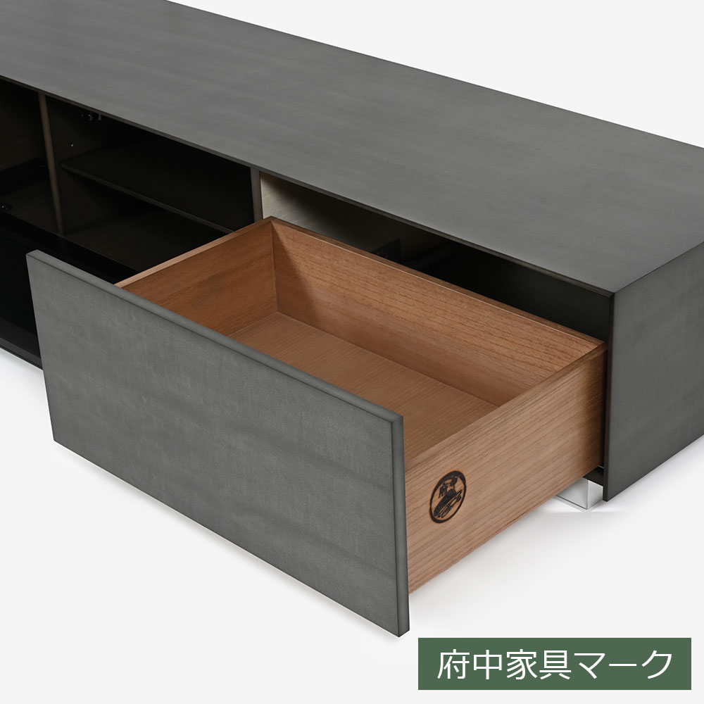 テレビボード「デコレ2」幅210cm バスウッド材シルバーブラック色 艶消し【受注生産品】【セール対象品のため5%OFF】