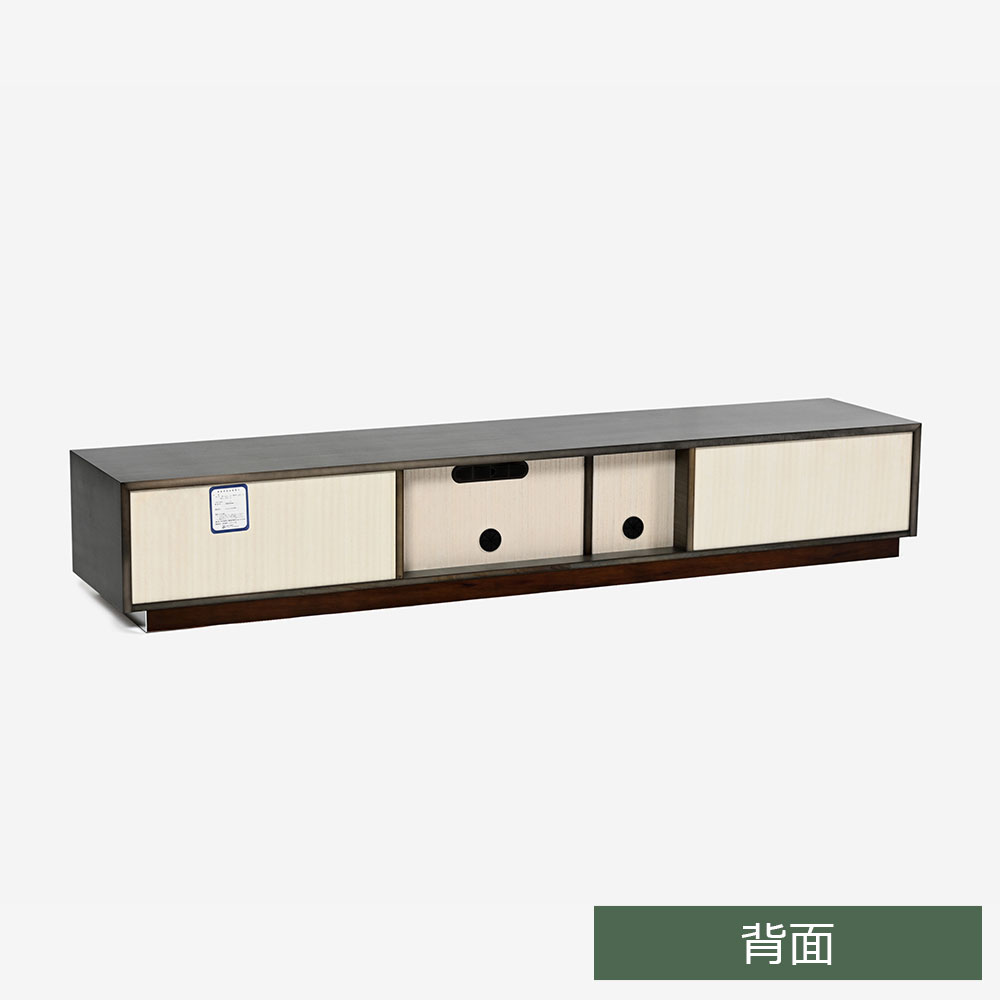 テレビボード「デコレ2」幅210cm バスウッド材シルバーブラック色 艶消し【受注生産品】【セール対象品のため5%OFF】