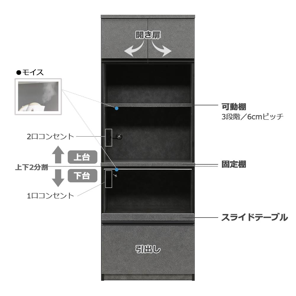 レンジボード「ガロ 70」幅70cm 奥行46cm 高さ197m【オンラインショップ限定品】【セール対象品のため5%OFF】