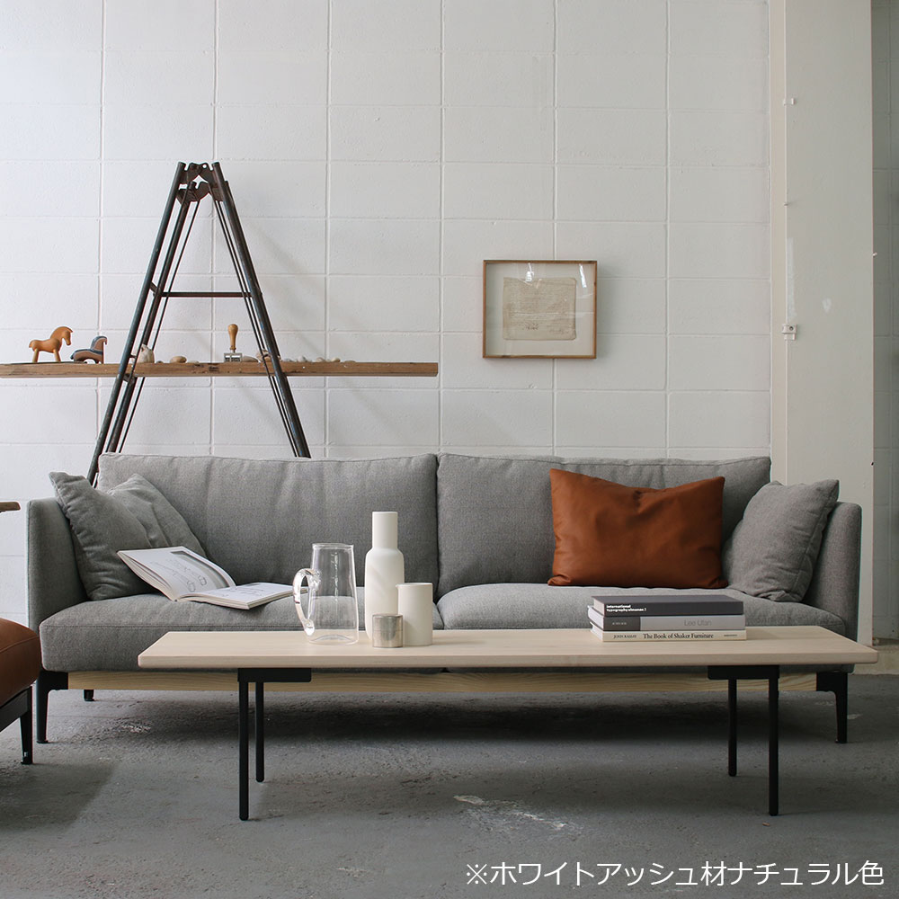 マルケイ木工 センターテーブル「M-CRAFT dual デュアル」幅150cm 天板全3色 スチール脚：ブラック【受注生産品】