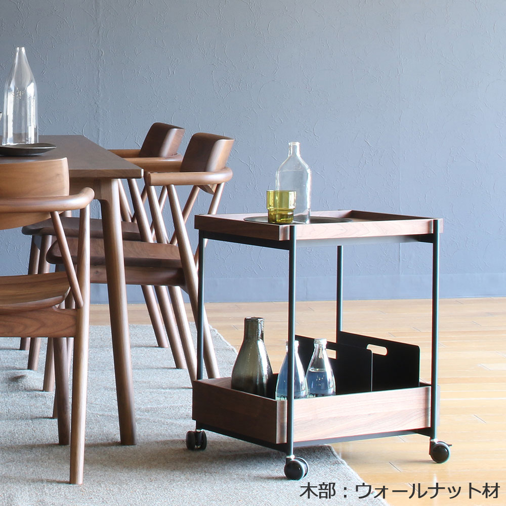 マルケイ木工 ワゴン「M-CRAFT dual デュアル」木部全3色 スチール脚:ブラック【受注生産品】