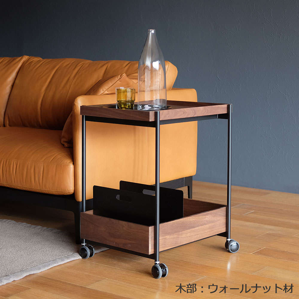 マルケイ木工 ワゴン「M-CRAFT dual デュアル」木部全3色 スチール脚:ブラック【受注生産品】