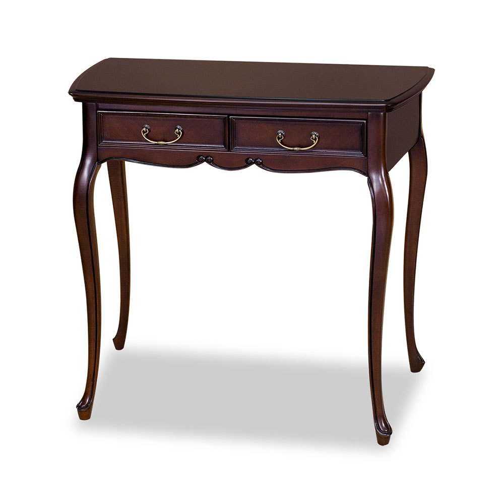 リビングデスク「フルール75 DM」幅75cm マホガニー材ダークブラウン色