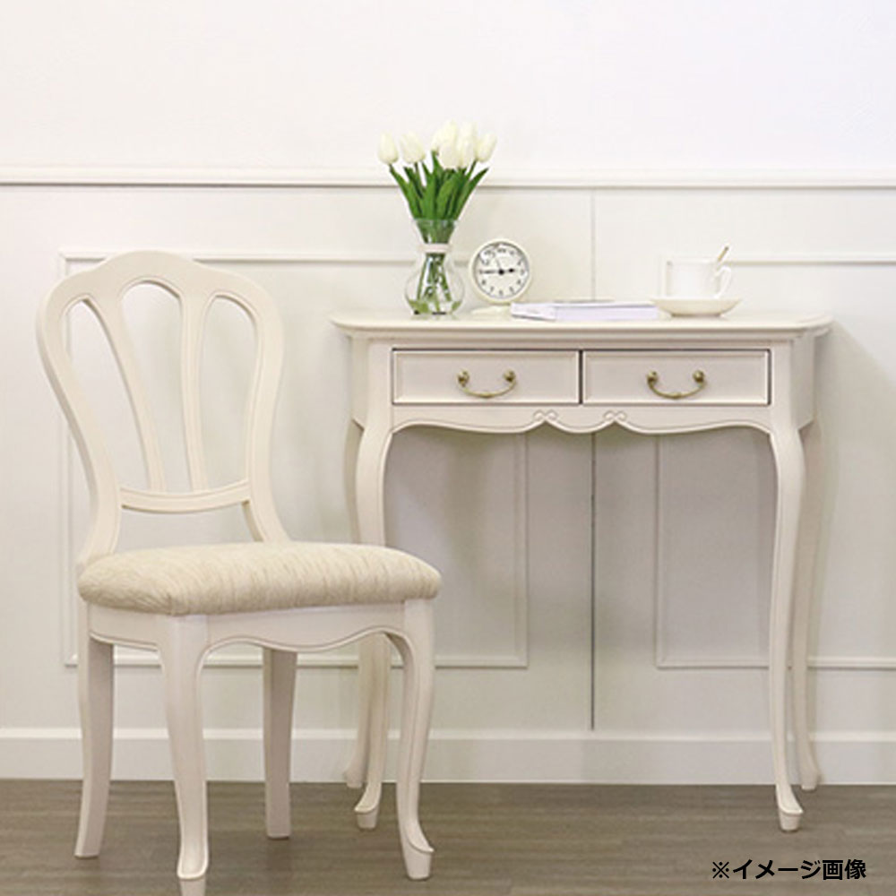 LDチェア「フルール」座面高43cm リンデン材ホワイトウォッシュ色 布ベージュ色