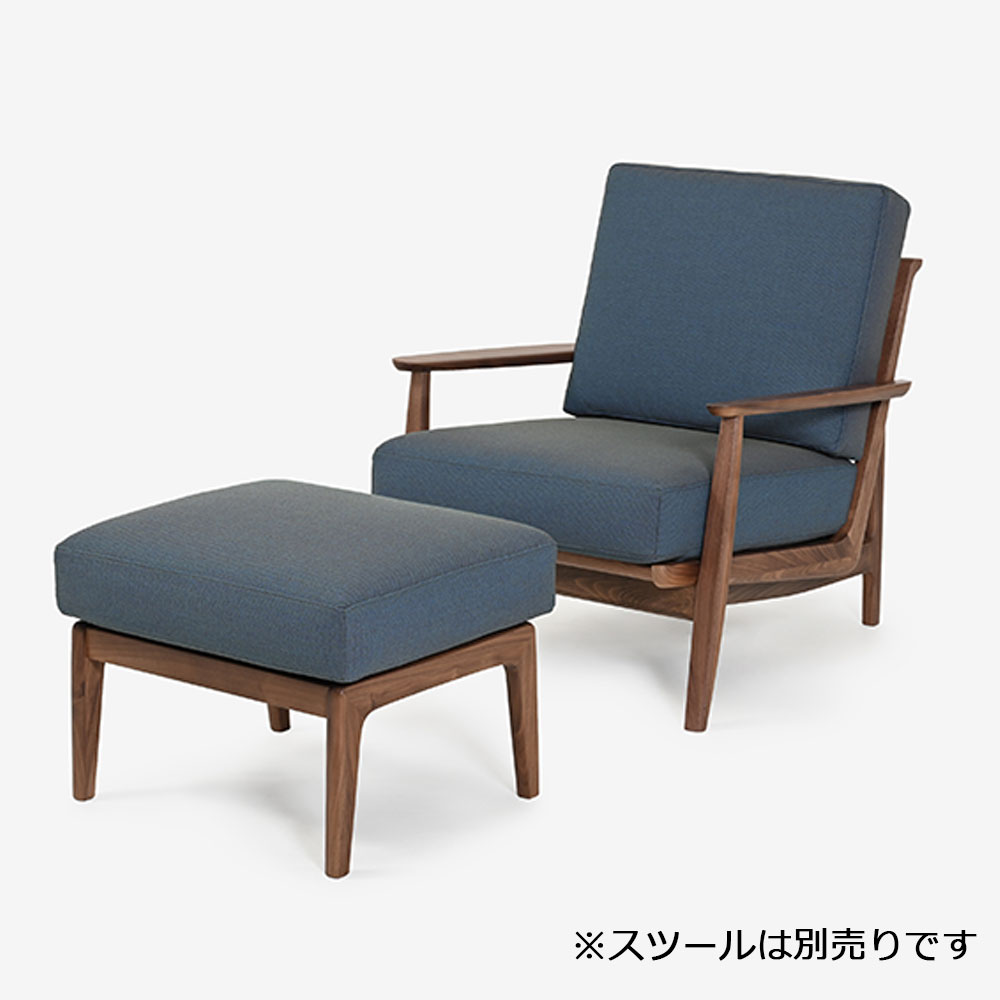 カリモク家具 アームチェア「デセール W306」1人掛け ウォールナット材R色 布#kvST3ランク B787ブルーグレー