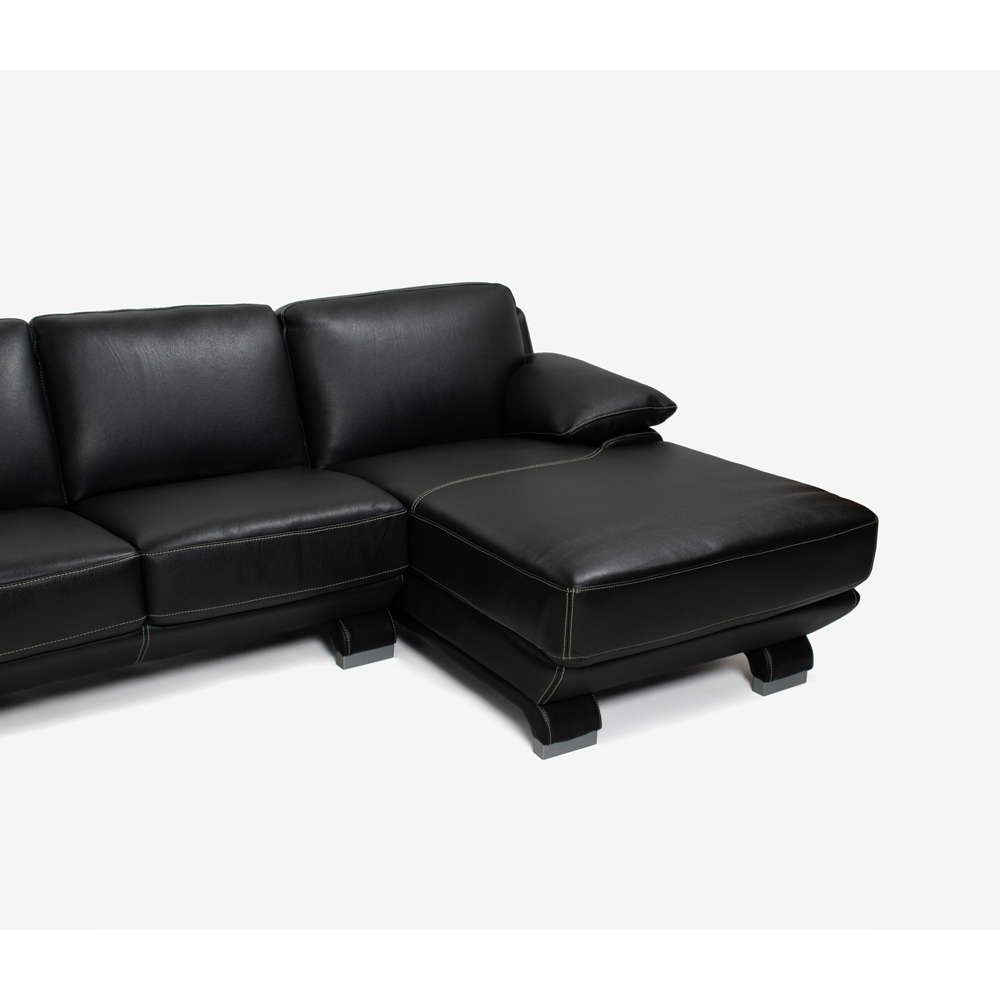 コーナーカウチソファ 向って右カウチ「L/S 01(エルエス01)」幅350x290cm 革ブラック色 #R-887C
