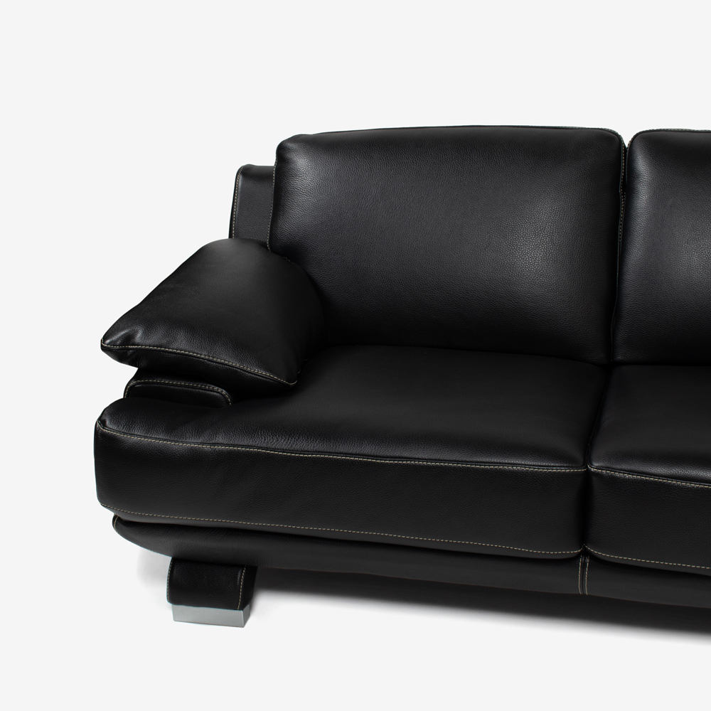 コーナーカウチソファ 向って右カウチ「L/S 01(エルエス01)」幅350x290cm 革ブラック色 #R-887C