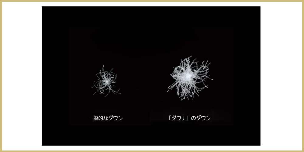 一般的な羽毛布団とダウナのダウンボール比較