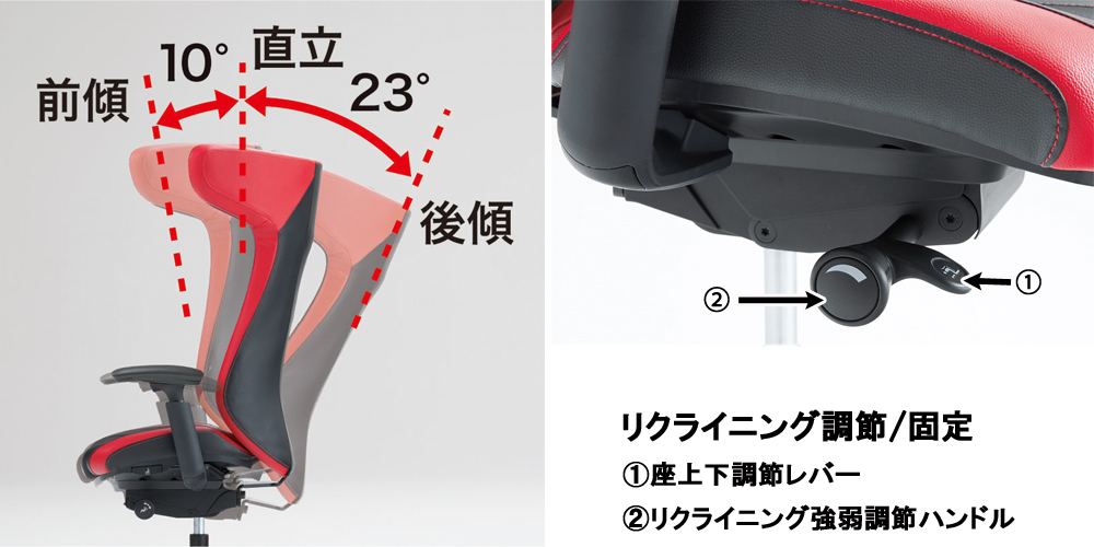 ゲーミングチェア「STRIKER ストライカー」リクライニング機能
