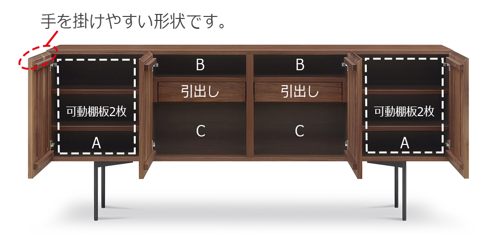 収納部分の詳細