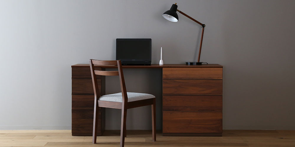 ユニットデスク「アスター」両袖タイプ（30チェスト 60チェスト）幅150cm ウォールナット材