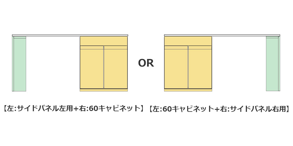 設置するスペースに合わせて組立位置をお選び頂けます。