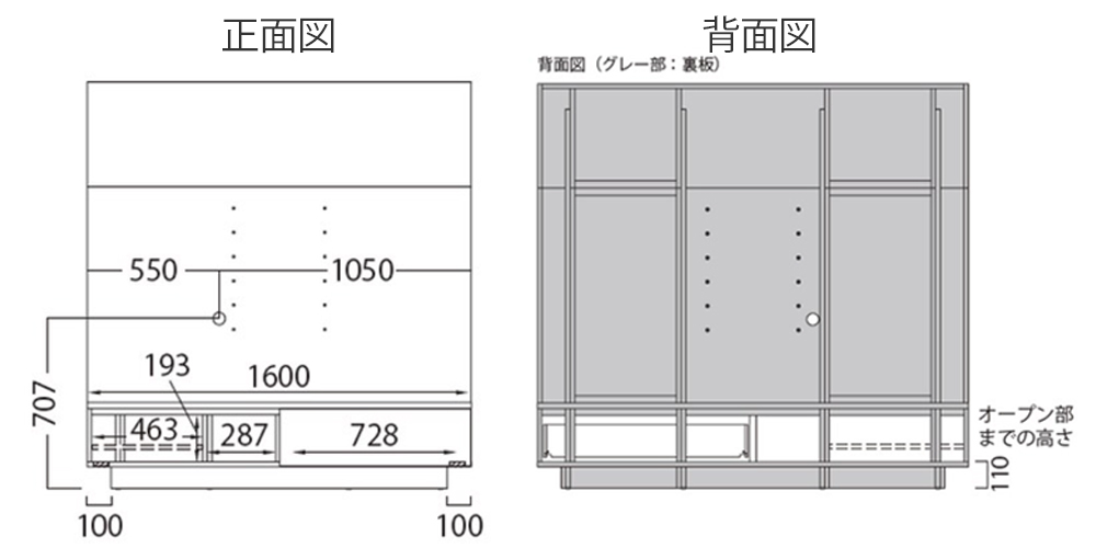 正面図と背面図