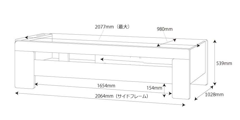 ベッドの詳細サイズ図面