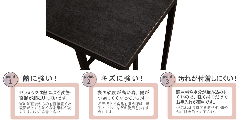 天板のアップと特長