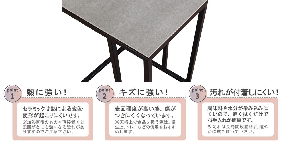天板のアップと特長