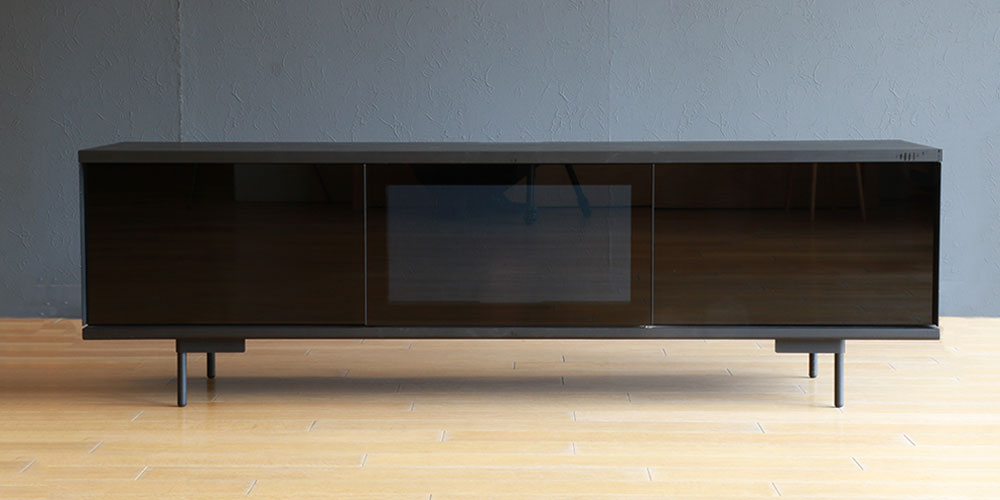 テレビボード「デュアル」ホワイトアッシュ材ブラック色