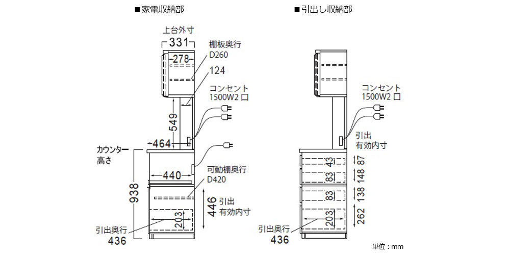AL-1200RPL側面内寸図